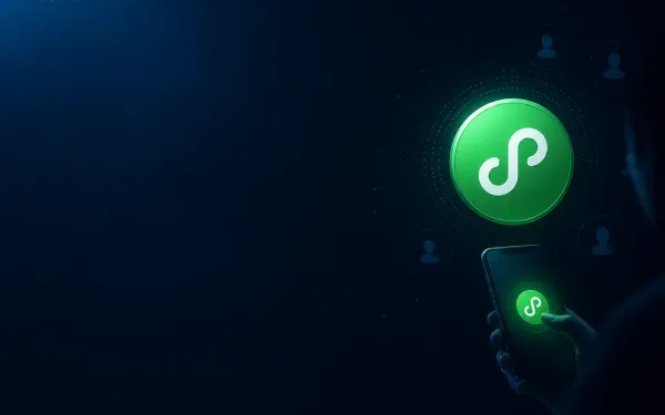 Deep navy Chinaready Insights cover with a right-weighted WeChat Mini Program mark paired with a phone-in-hand and user-network motif; left field open for title scrim; no headline text in the image.