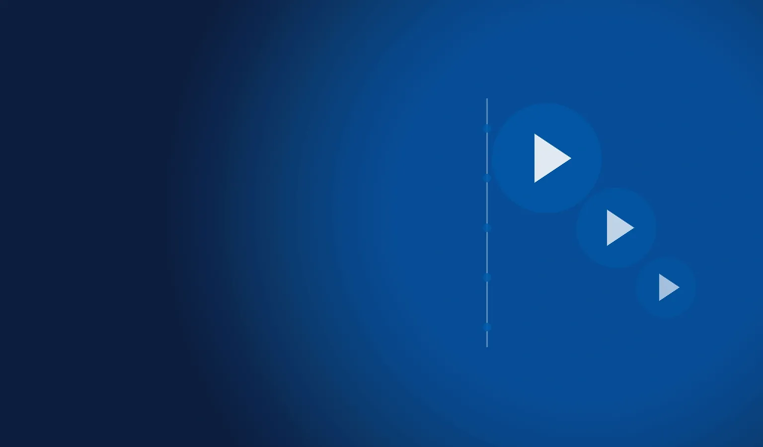 Deep navy Chinaready Insights cover with a right-weighted stack of play-button discs and a thin playlist rail motif; left field open for title scrim; no headline text in the image.